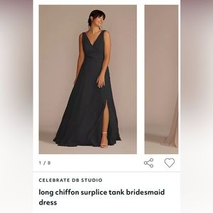 David’s Bridal long chiffon surplice tank bridesmaid dress